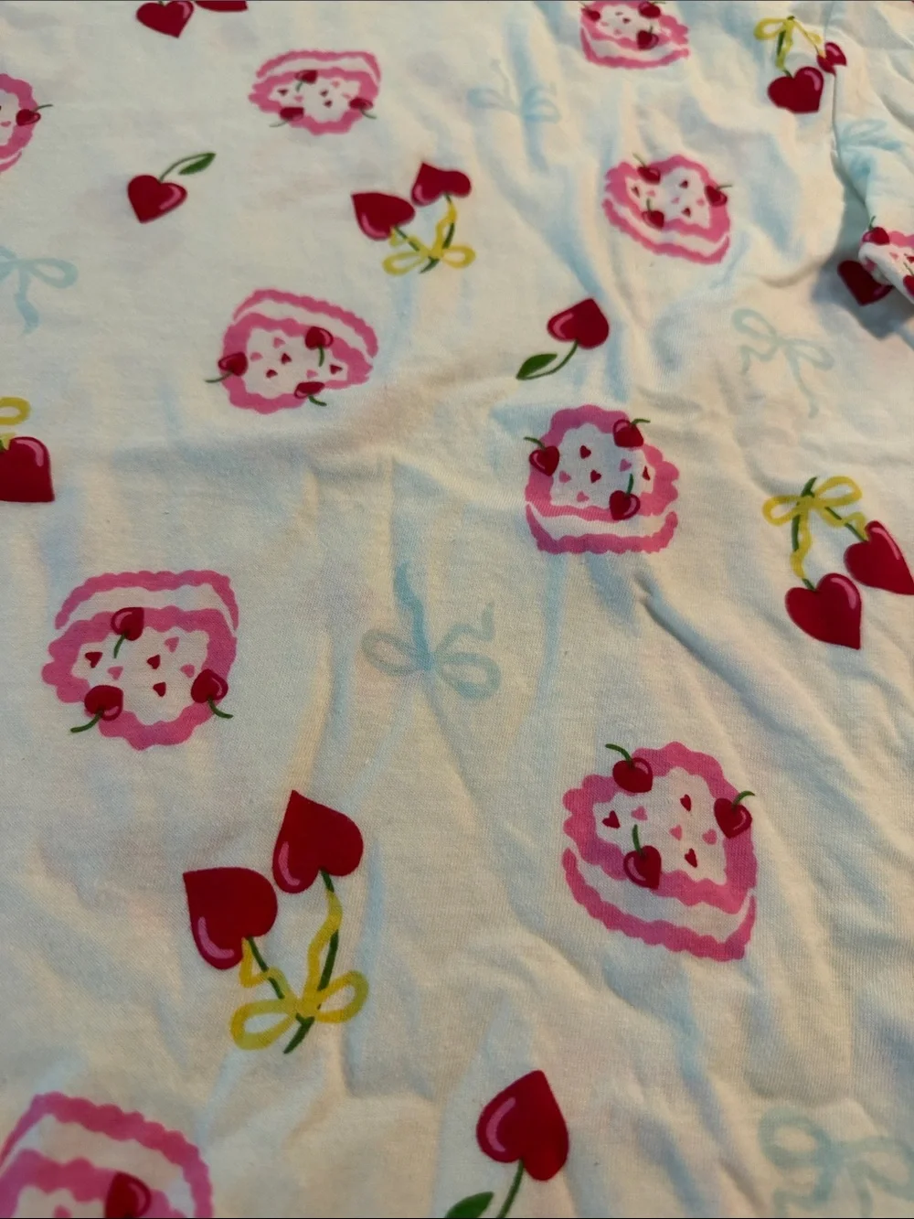 Old Navy White Tee with Pink Cake and Red Cherry Print NWT